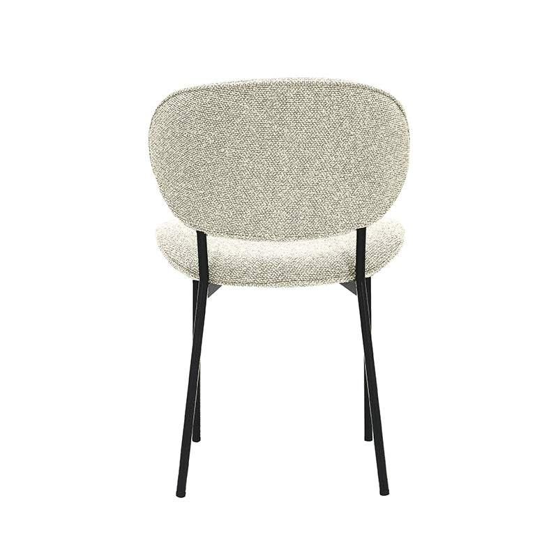 LABEL51 Eetkamerstoelen Senn - Naturel - Boucle - Zwart Metalen Frame