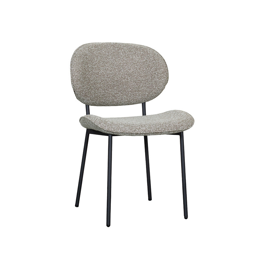 LABEL51 Eetkamerstoelen Senn - Mushroom - Boucle - Zwart Metalen Frame