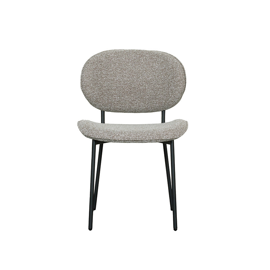 LABEL51 Eetkamerstoelen Senn - Mushroom - Boucle - Zwart Metalen Frame