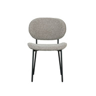 LABEL51 Eetkamerstoelen Senn - Mushroom - Boucle - Zwart Metalen Frame