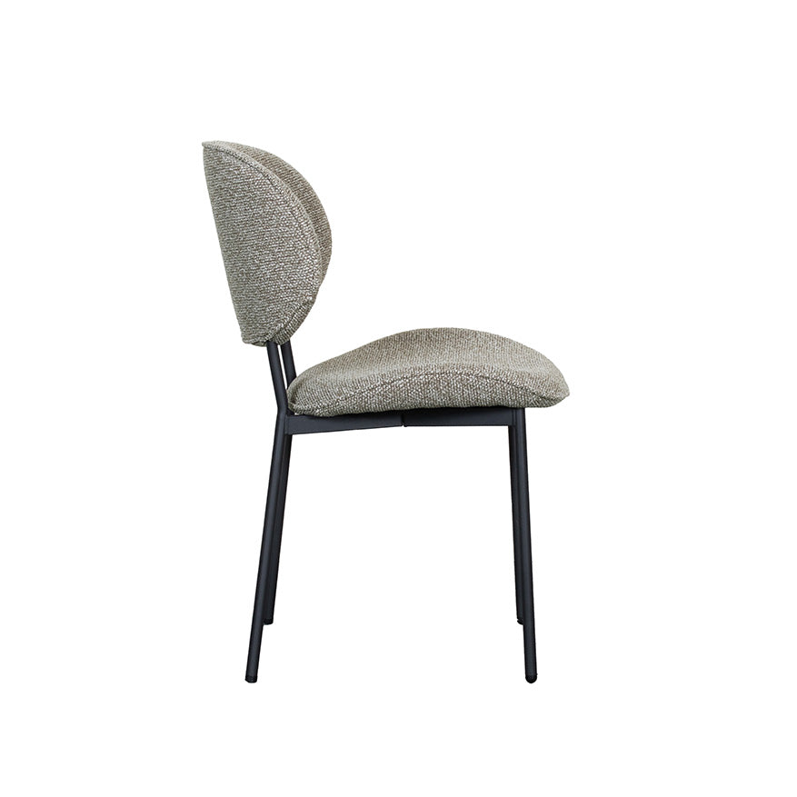LABEL51 Eetkamerstoelen Senn - Mushroom - Boucle - Zwart Metalen Frame