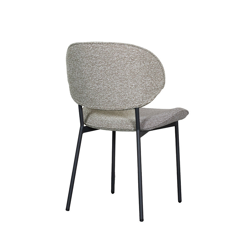 LABEL51 Eetkamerstoelen Senn - Mushroom - Boucle - Zwart Metalen Frame