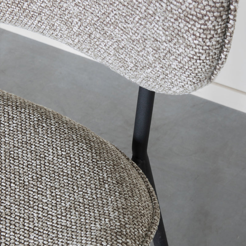 LABEL51 Eetkamerstoelen Senn - Mushroom - Boucle - Zwart Metalen Frame