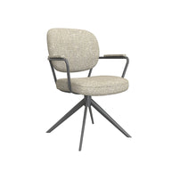 LABEL51 Eetkamerstoelen Basel - Naturel - Boucle - Zwart Metalen Frame