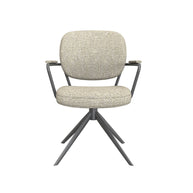 LABEL51 Eetkamerstoelen Basel - Naturel - Boucle - Zwart Metalen Frame