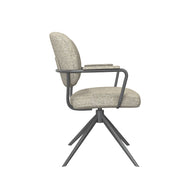 LABEL51 Eetkamerstoelen Basel - Naturel - Boucle - Zwart Metalen Frame