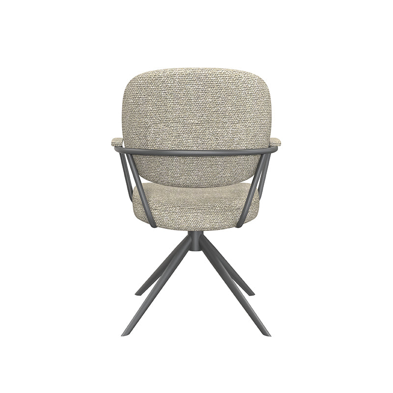 LABEL51 Eetkamerstoelen Basel - Naturel - Boucle - Zwart Metalen Frame