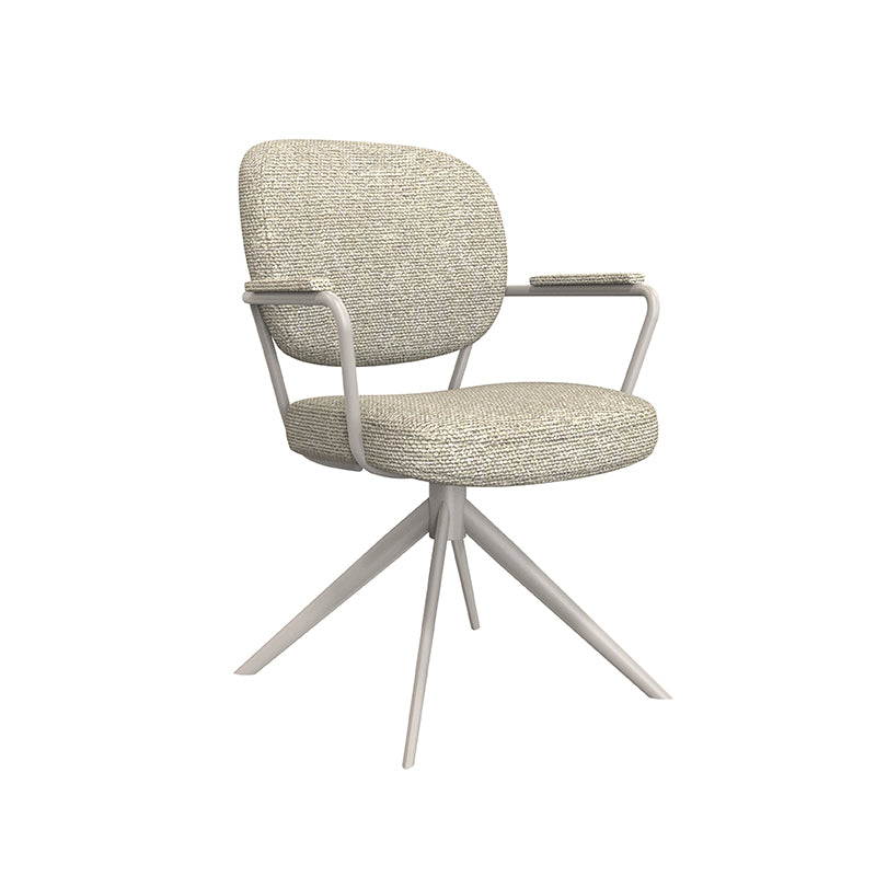 LABEL51 Eetkamerstoelen Basel - Naturel - Boucle - Taupe Metalen Frame