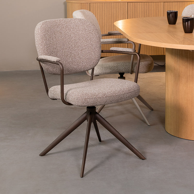 LABEL51 Eetkamerstoelen Basel - Mushroom - Boucle - Brons Metalen Frame