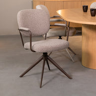 LABEL51 Eetkamerstoelen Basel - Mushroom - Boucle - Brons Metalen Frame