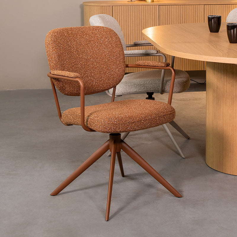 LABEL51 Eetkamerstoelen Basel - Coral - Boucle - Coral Metalen Frame