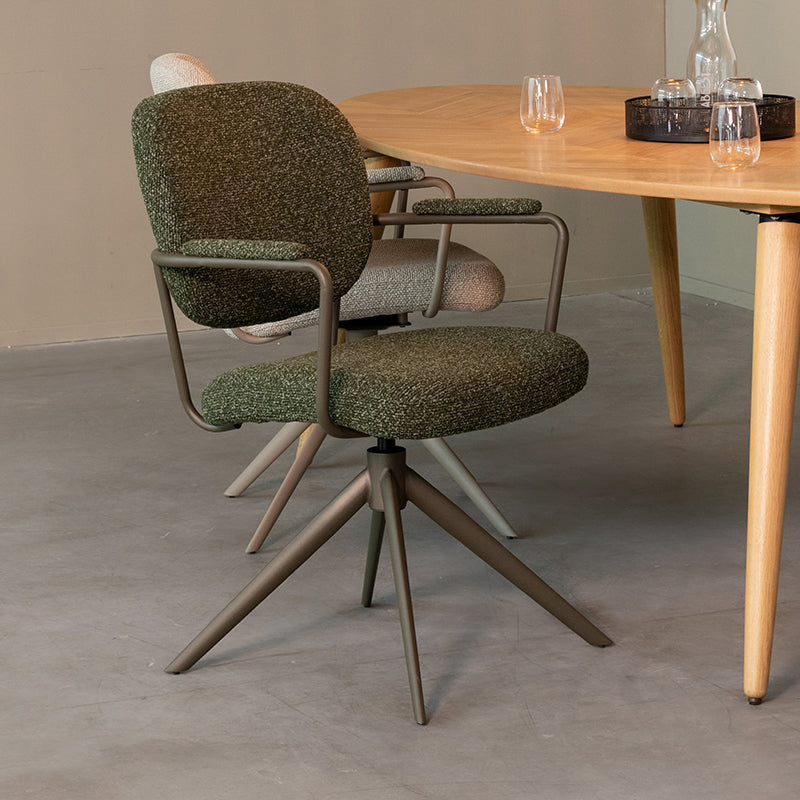 LABEL51 Eetkamerstoelen Basel - Forest - Boucle - Forest Metalen Frame