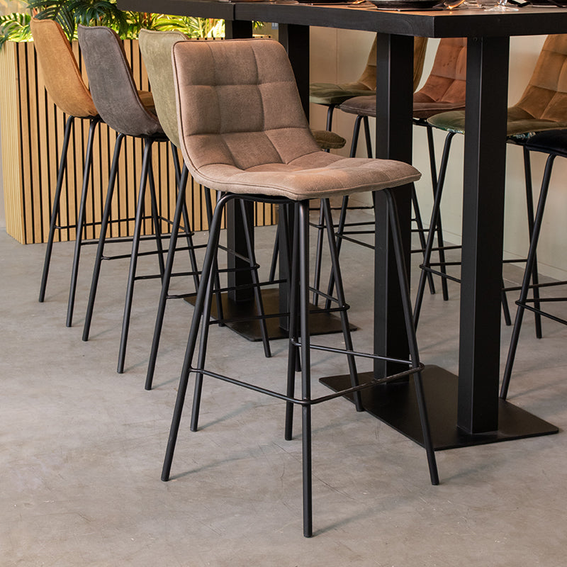 LABEL51 Barkrukken Bistro - Taupe - Micro Suede - Hoog