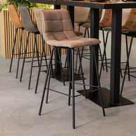 LABEL51 Barkrukken Bistro - Taupe - Micro Suede - Hoog