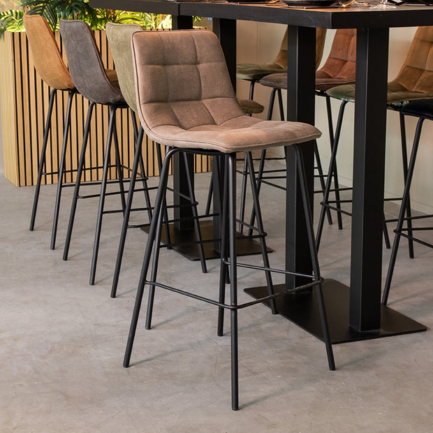 LABEL51 Barkrukken Bistro - Taupe - Micro Suede - Hoog
