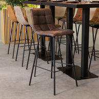 LABEL51 Barkrukken Bistro - Antraciet - Kunstleder - Hoog