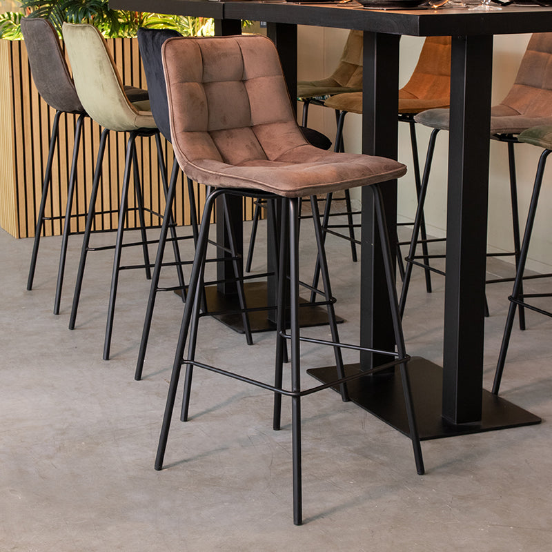 LABEL51 Barkrukken Bistro - Taupe - Fluweel - Hoog