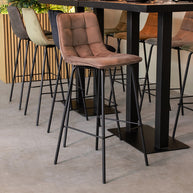 LABEL51 Barkrukken Bistro - Taupe - Fluweel - Hoog