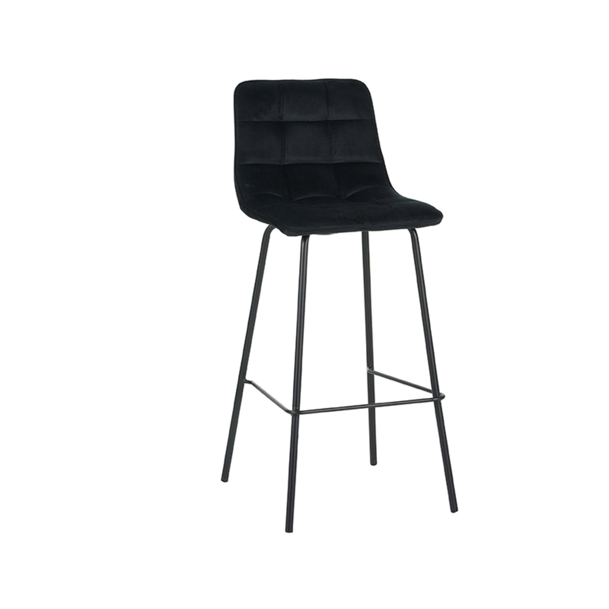LABEL51 Barkrukken Bistro - Zwart - Fluweel - Hoog