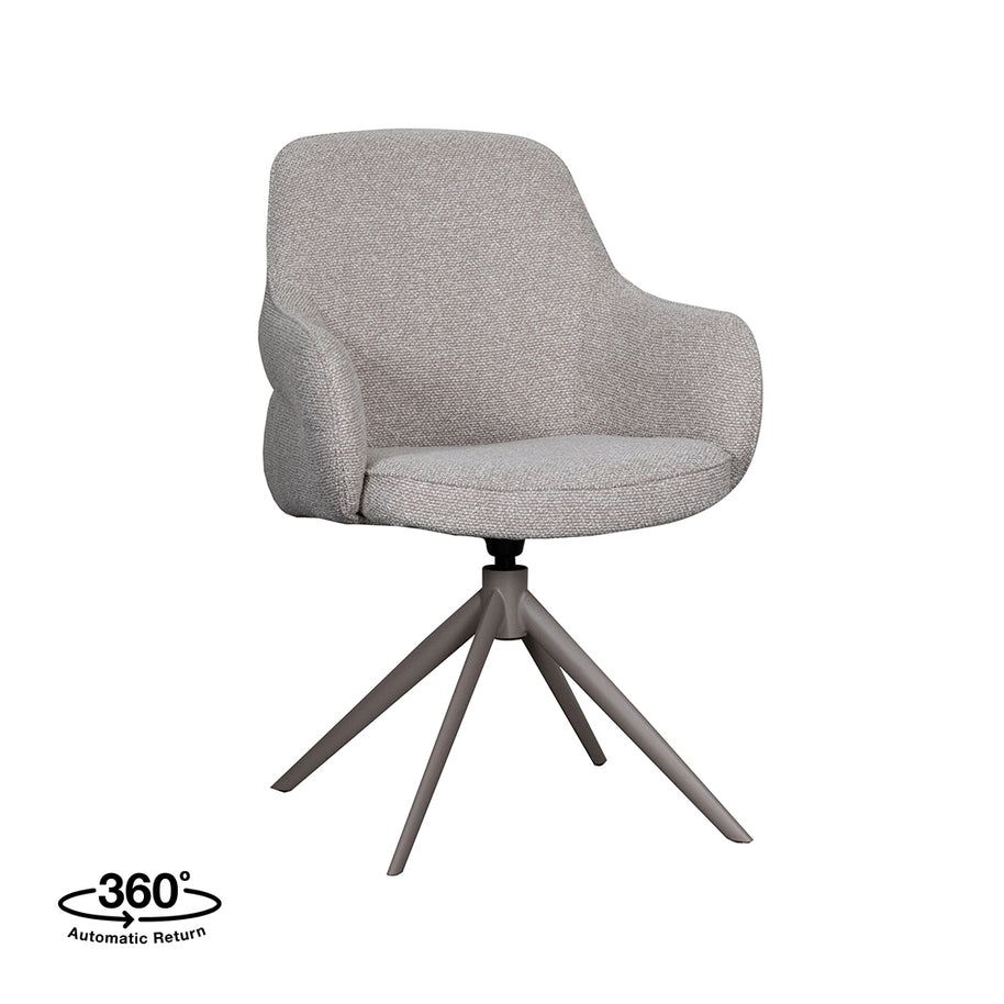 LABEL51 Eetkamerstoelen Bern - Naturel - Boucle - Taupe Metalen Frame