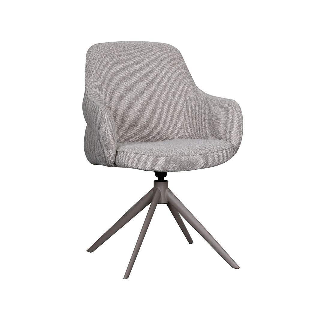 LABEL51 Eetkamerstoelen Bern - Naturel - Boucle - Taupe Metalen Frame