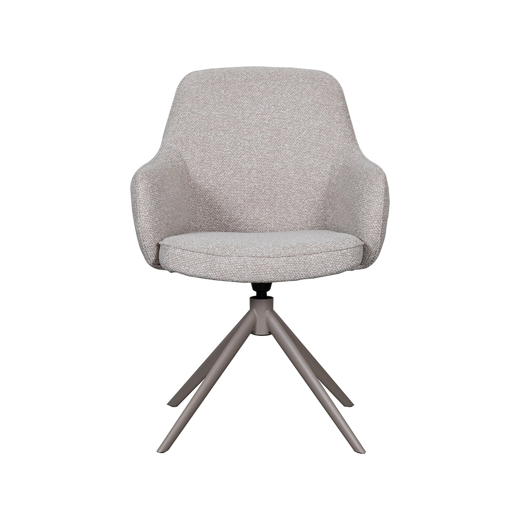 LABEL51 Eetkamerstoelen Bern - Naturel - Boucle - Taupe Metalen Frame