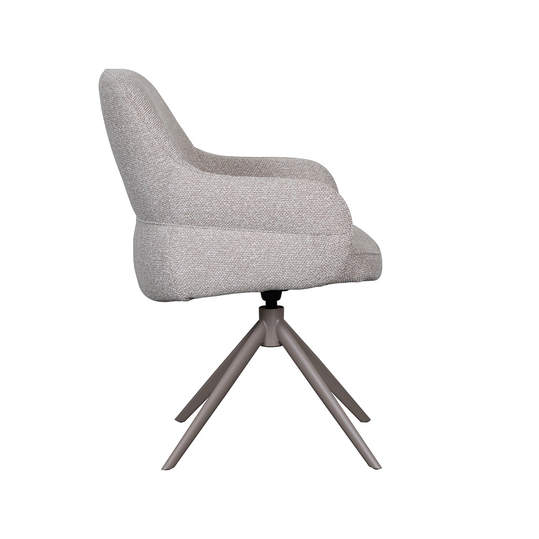 LABEL51 Eetkamerstoelen Bern - Naturel - Boucle - Taupe Metalen Frame