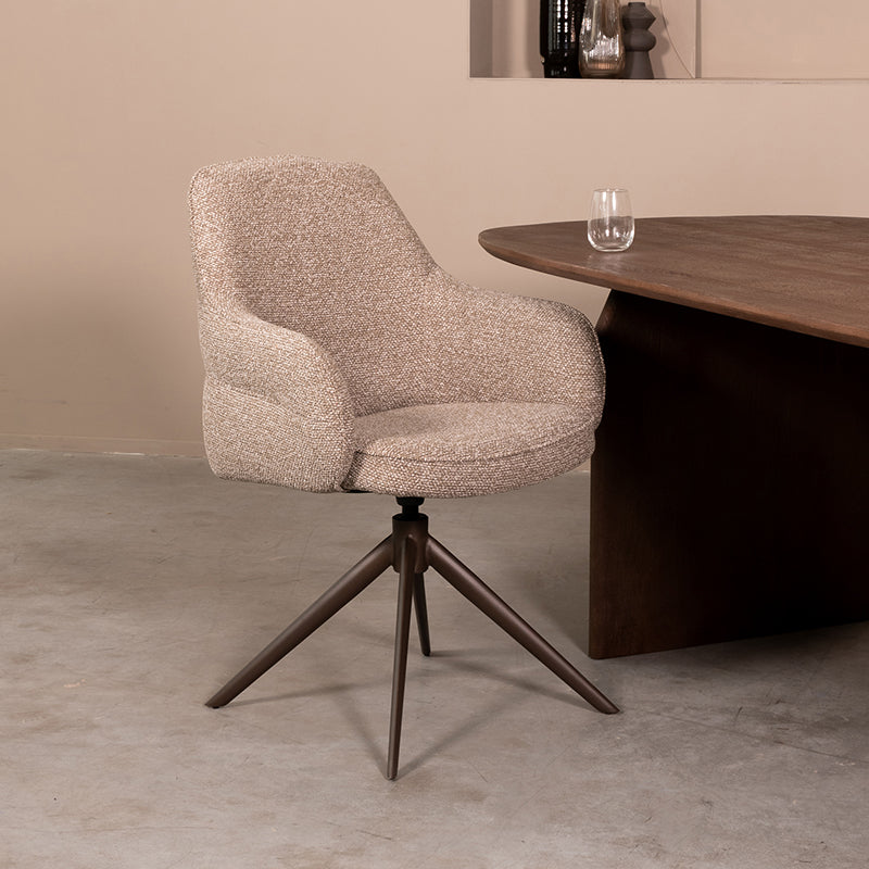 LABEL51 Eetkamerstoelen Bern - Mushroom - Boucle - Brons Metalen Frame