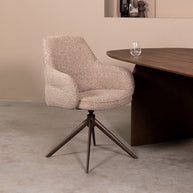 LABEL51 Eetkamerstoelen Bern - Mushroom - Boucle - Brons Metalen Frame