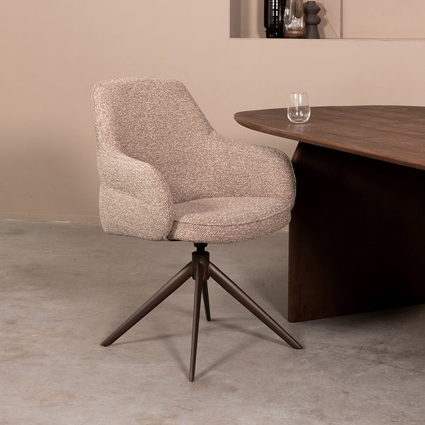 LABEL51 Eetkamerstoelen Bern - Mushroom - Boucle - Brons Metalen Frame