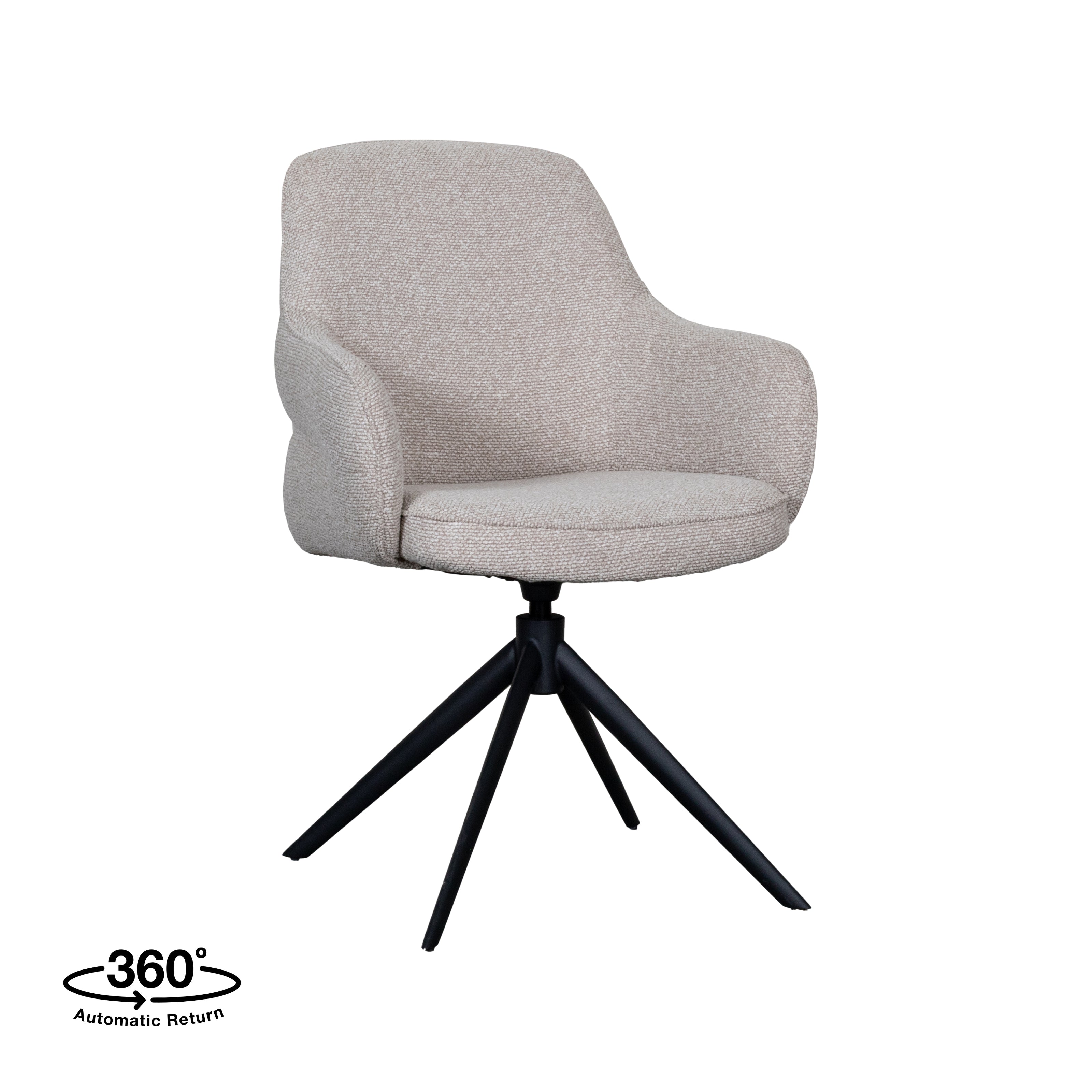 LABEL51 Eetkamerstoelen Bern - Naturel - Boucle - Zwart Metalen Frame