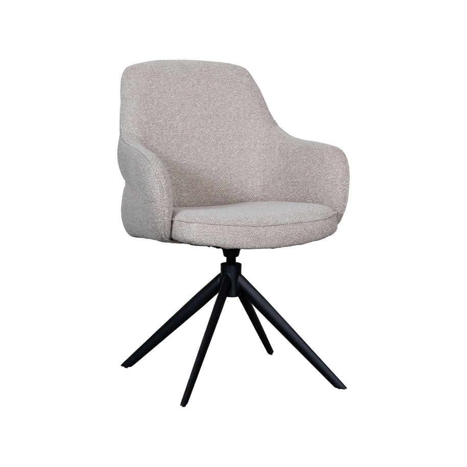 LABEL51 Eetkamerstoelen Bern - Naturel - Boucle - Zwart Metalen Frame