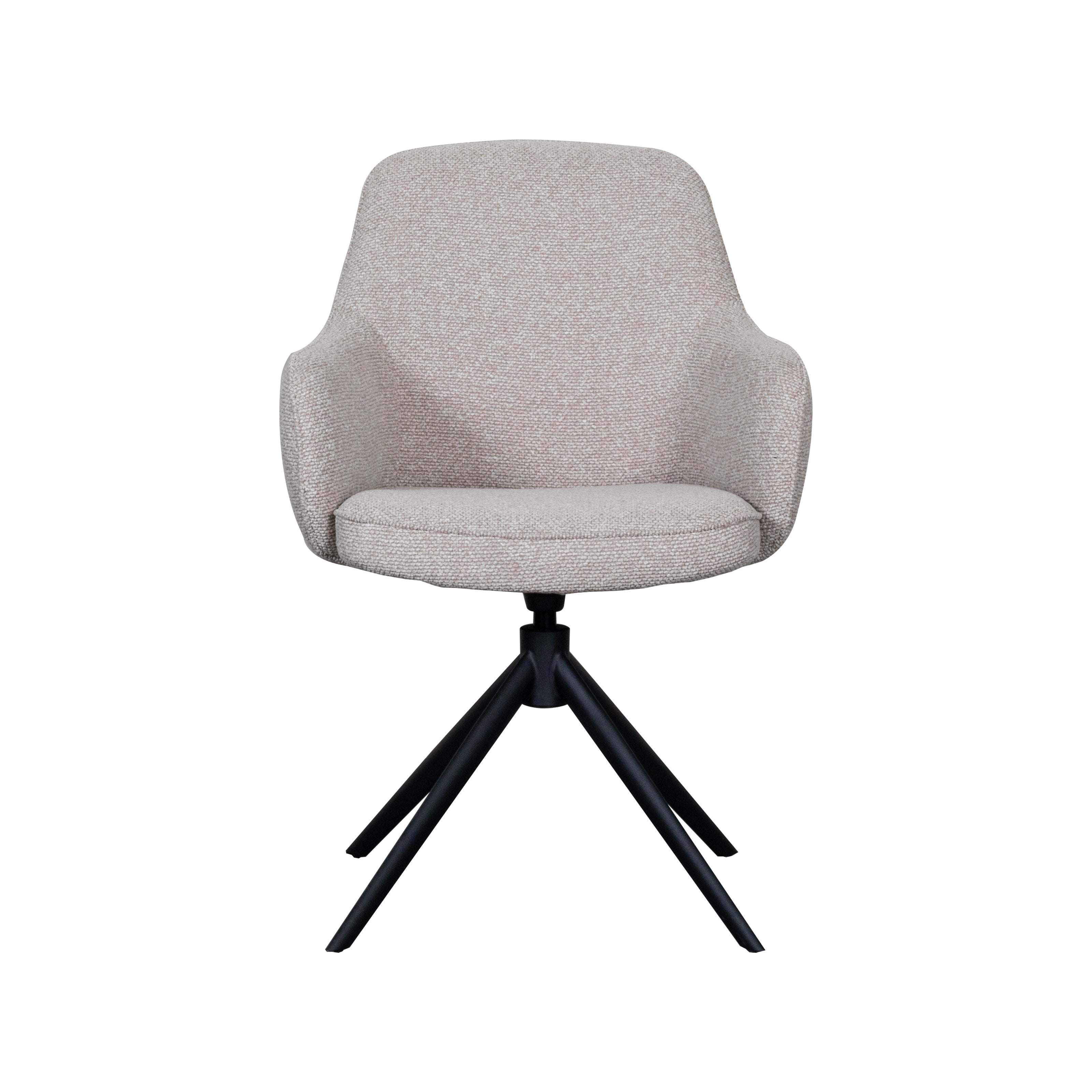 LABEL51 Eetkamerstoelen Bern - Naturel - Boucle - Zwart Metalen Frame