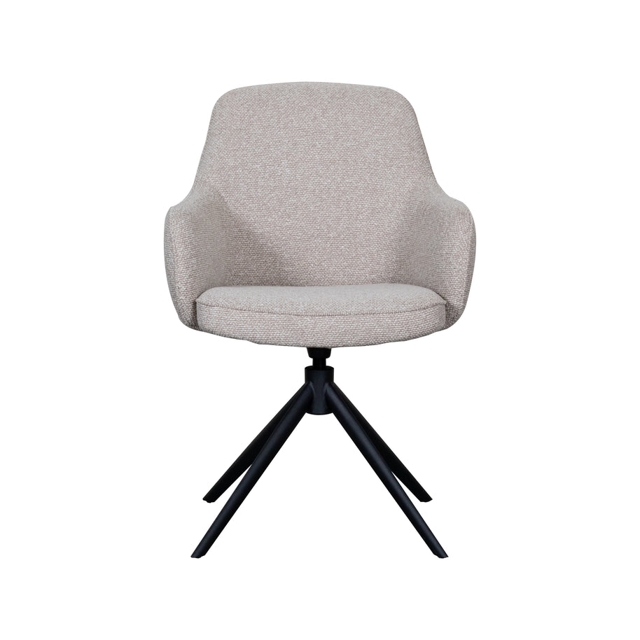 LABEL51 Eetkamerstoelen Bern - Naturel - Boucle - Zwart Metalen Frame