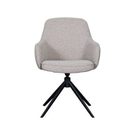 LABEL51 Eetkamerstoelen Bern - Naturel - Boucle - Zwart Metalen Frame