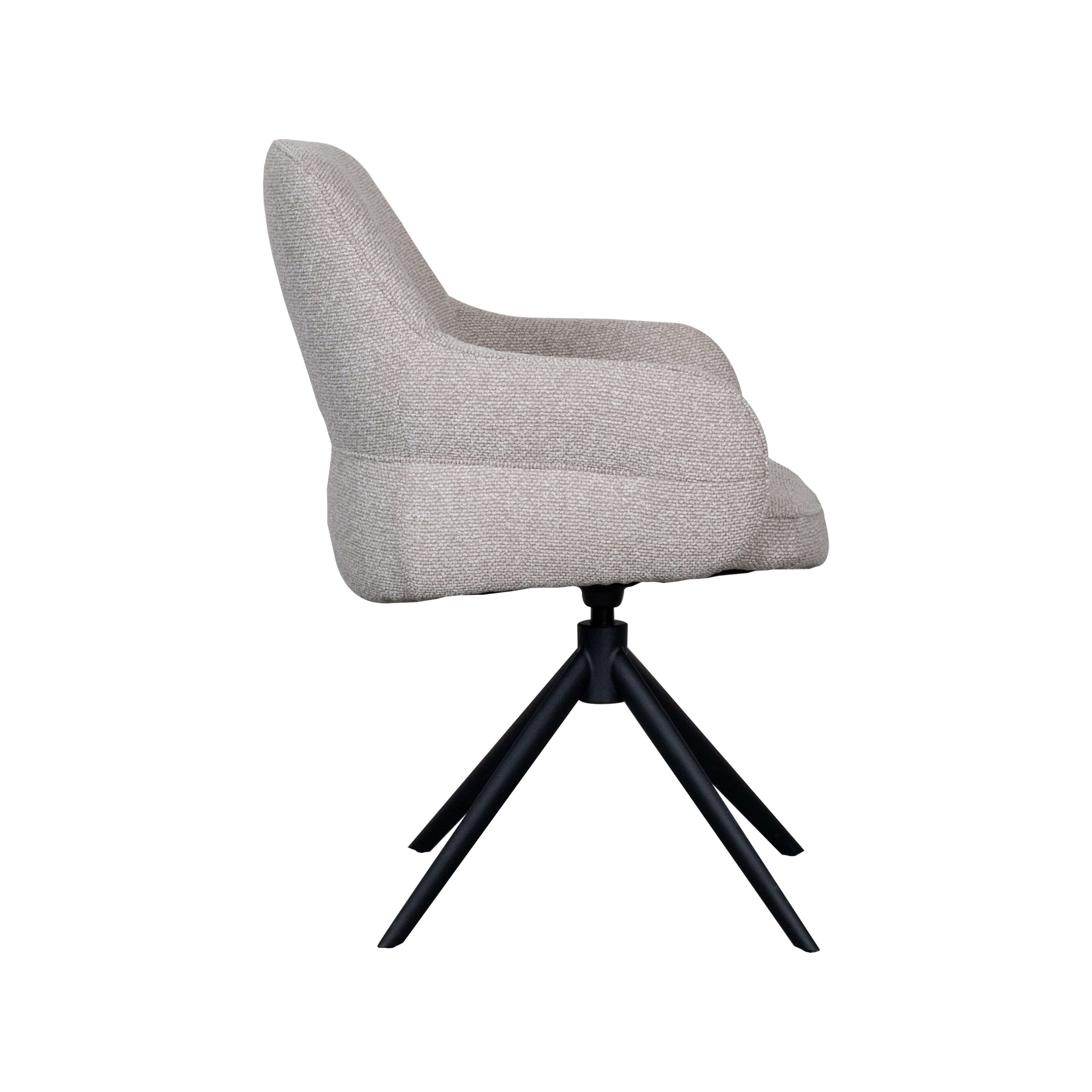 LABEL51 Eetkamerstoelen Bern - Naturel - Boucle - Zwart Metalen Frame