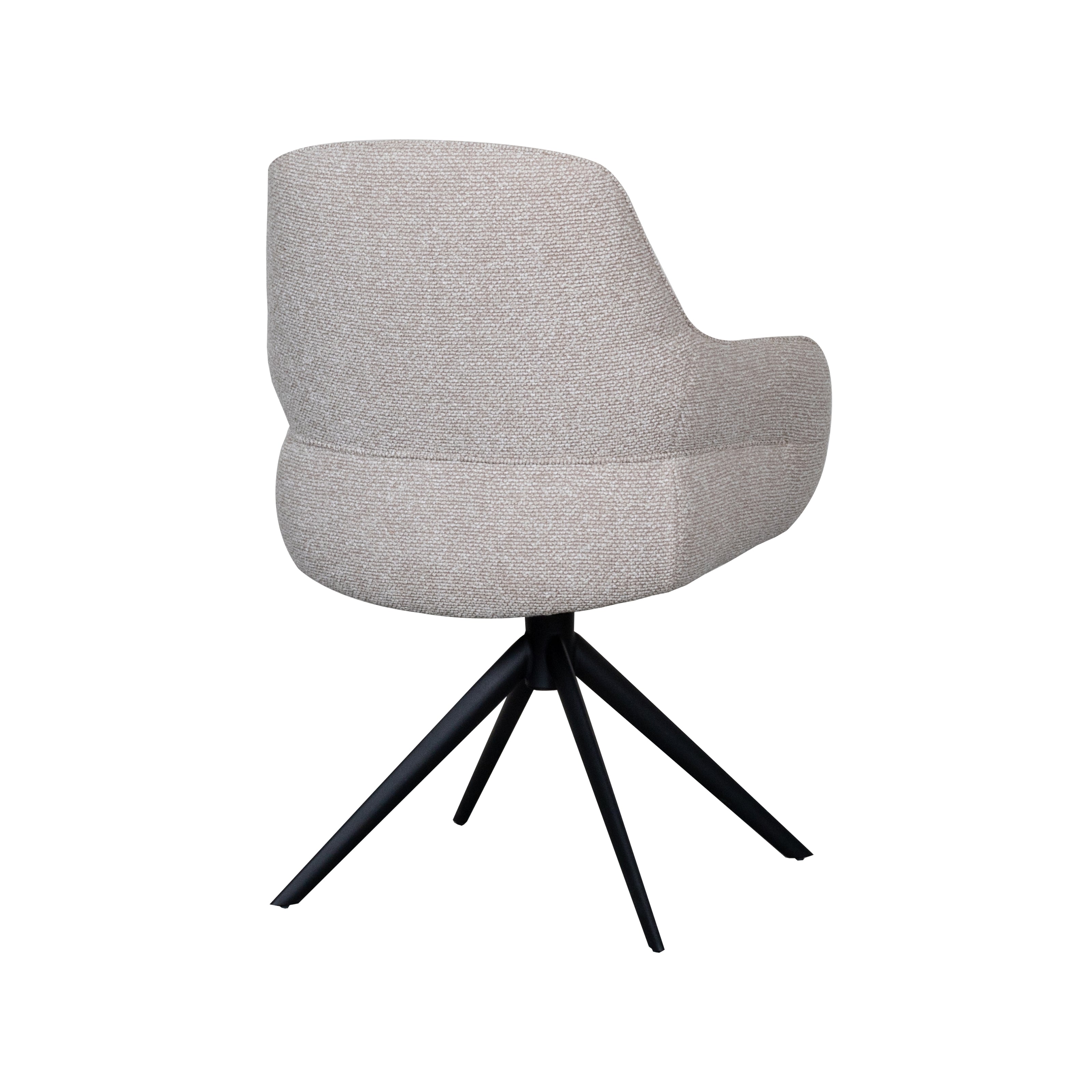 LABEL51 Eetkamerstoelen Bern - Naturel - Boucle - Zwart Metalen Frame