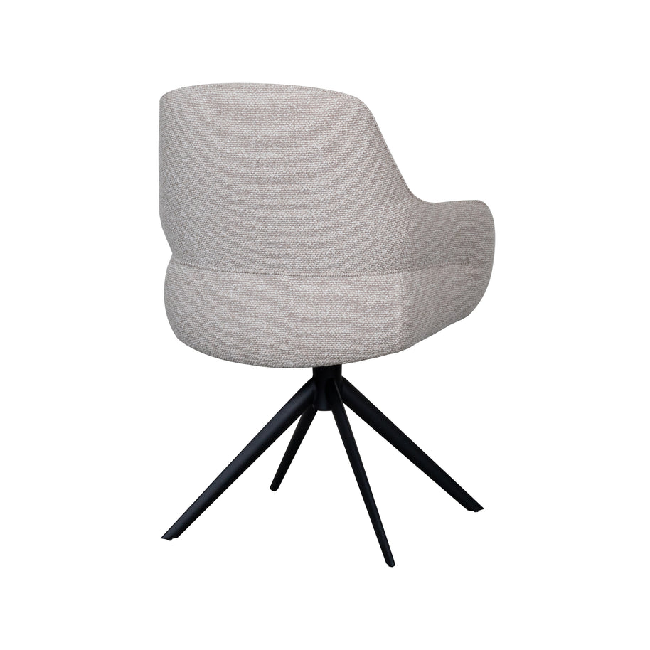 LABEL51 Eetkamerstoelen Bern - Naturel - Boucle - Zwart Metalen Frame