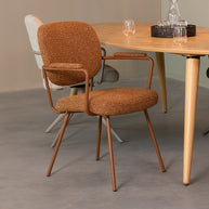 LABEL51 Eetkamerstoelen Lausanne - Coral - Boucle - Coral Metalen Frame