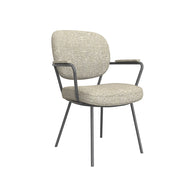 LABEL51 Eetkamerstoelen Lausanne - Naturel - Boucle - Zwart Metalen Frame