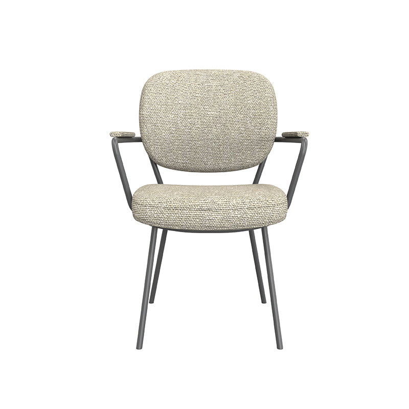 LABEL51 Eetkamerstoelen Lausanne - Naturel - Boucle - Zwart Metalen Frame