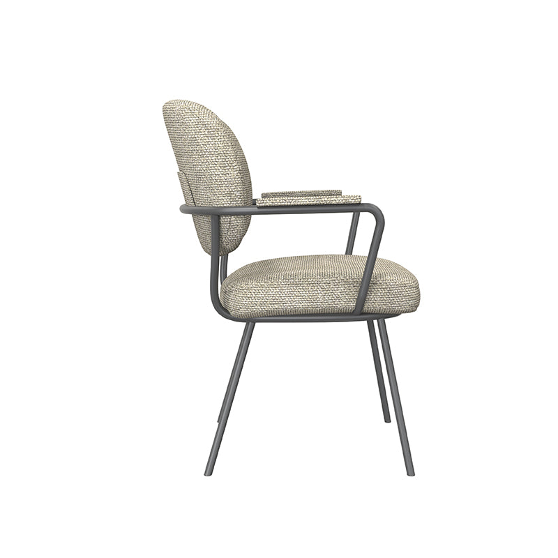 LABEL51 Eetkamerstoelen Lausanne - Naturel - Boucle - Zwart Metalen Frame