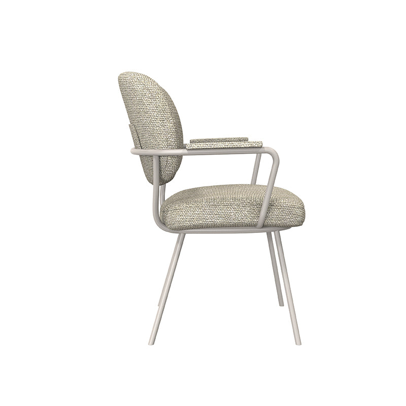 LABEL51 Eetkamerstoelen Lausanne - Naturel - Boucle - Taupe Metalen Frame