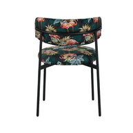 LABEL51 Eetkamerstoelen Ferry - Printed Flamingo - Velvet - Zwart Metalen Frame