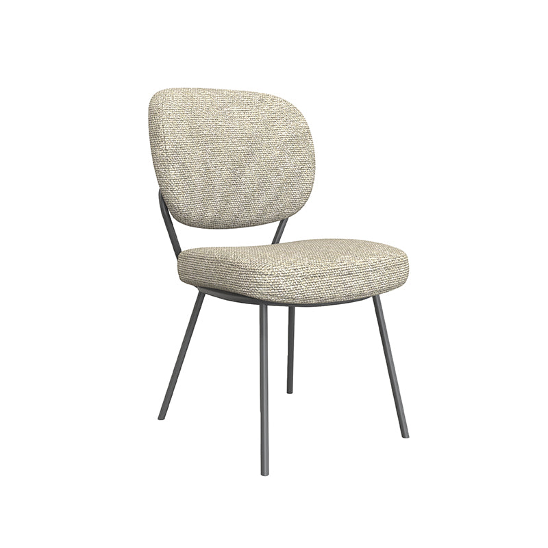LABEL51 Eetkamerstoelen Singapore - Naturel - Boucle - Zwart Metalen Frame
