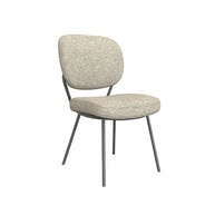LABEL51 Eetkamerstoelen Singapore - Naturel - Boucle - Zwart Metalen Frame