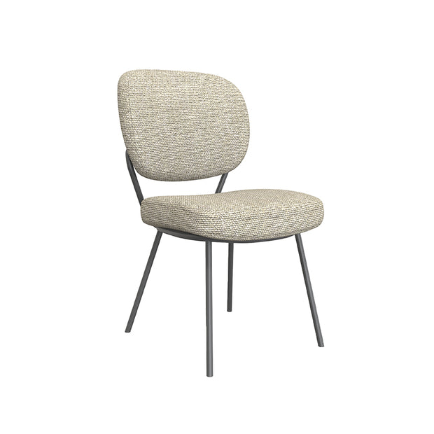 LABEL51 Eetkamerstoelen Singapore - Naturel - Boucle - Zwart Metalen Frame