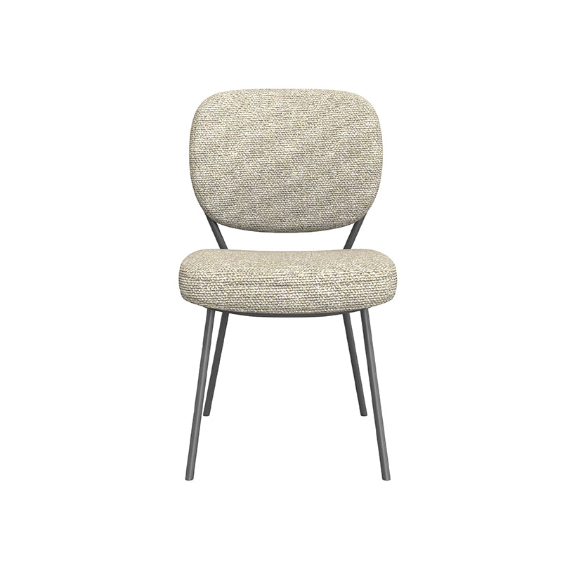LABEL51 Eetkamerstoelen Singapore - Naturel - Boucle - Zwart Metalen Frame