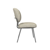 LABEL51 Eetkamerstoelen Singapore - Naturel - Boucle - Zwart Metalen Frame
