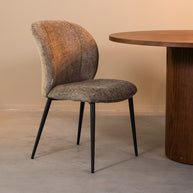 LABEL51 Eetkamerstoelen Vino - Hunter - Chenille - Zwart Metalen Frame